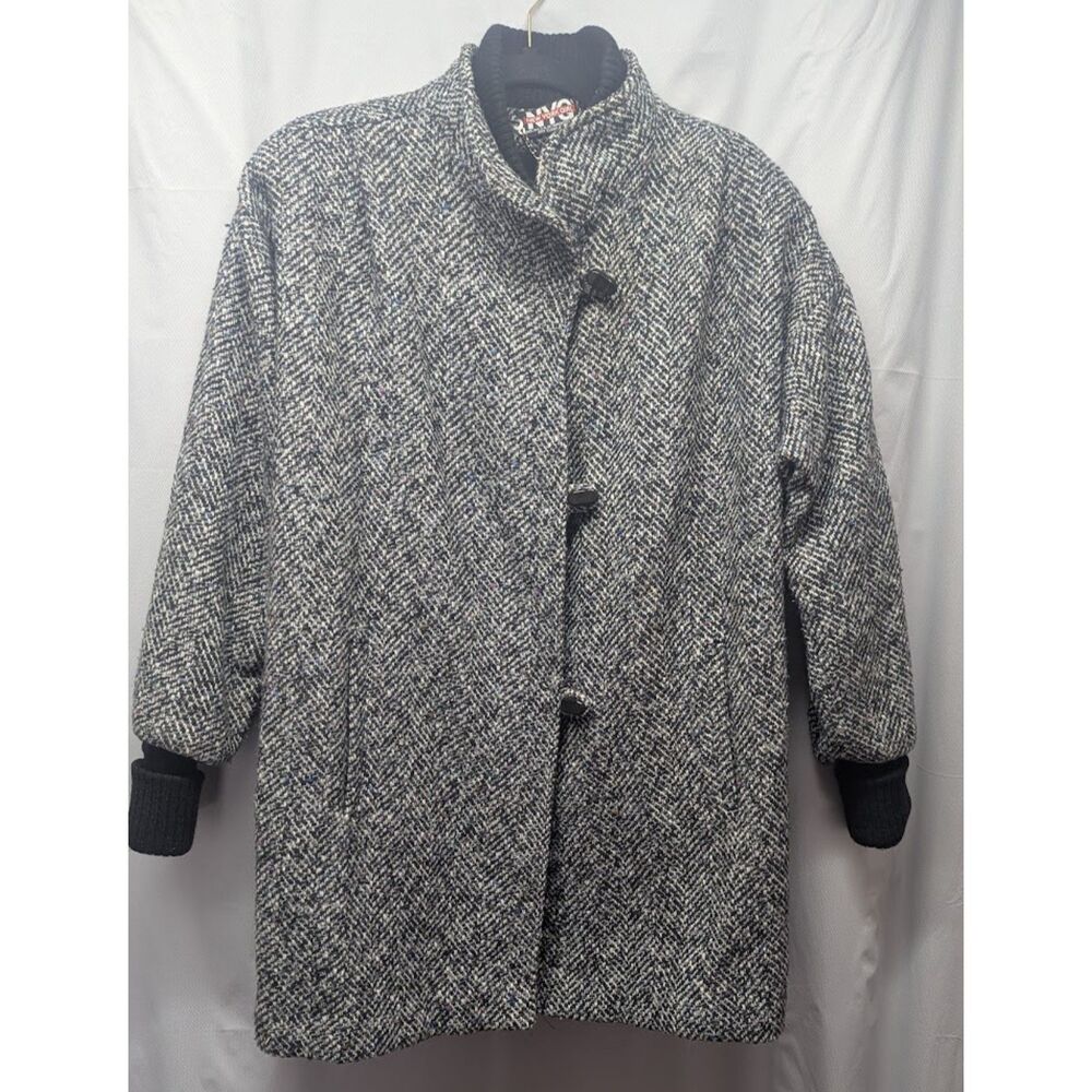 Vtg 80s 90s NYG New York Girl Tweed Herringbone Toggle Coat ILGWU Made in USA 12